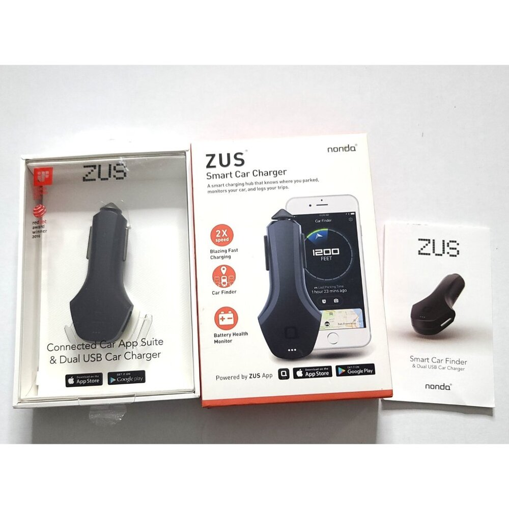 Zus Smart Car Charger by Nonda USB Car Finder Battery Monitor Mileage Log NEW
